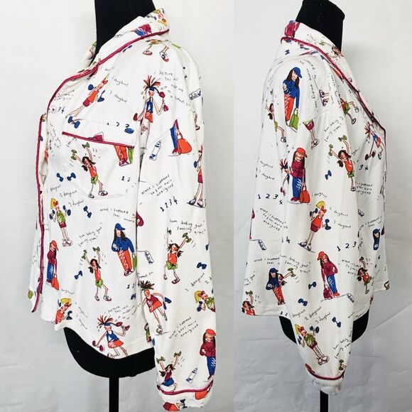 ROCKETWEAR Pajamas 2 Pc Brushed Cotton Exercise Gals Print Women’s Jr Size M - Picture 3 of 12